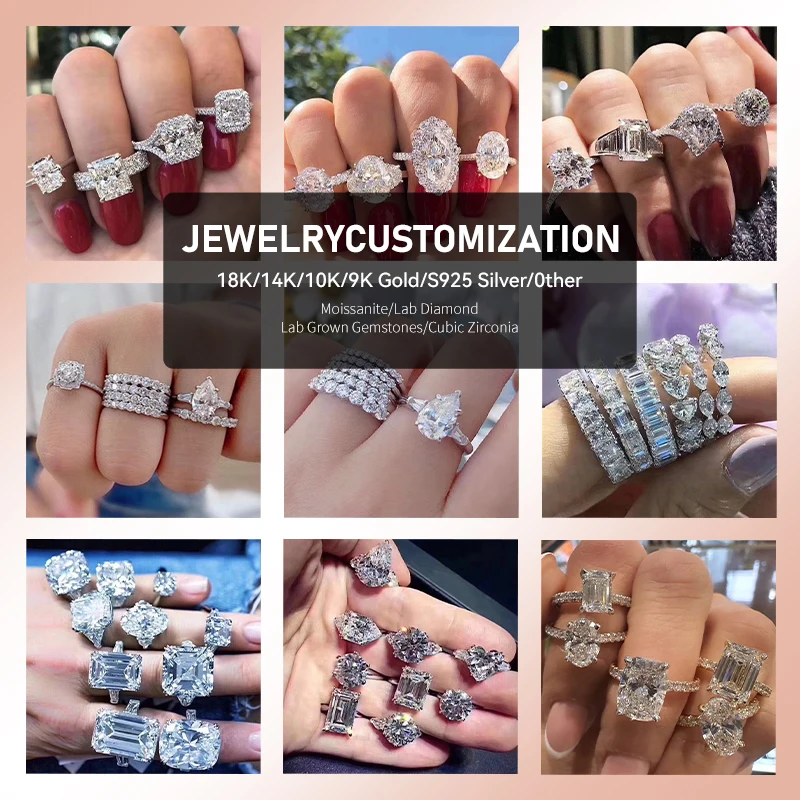 Custom Jewelry Fashion Style Moissanite Lab Diamond CZ S925 9K 10K 14K 18K Customize Jewelry Different Materials GRA Jewel Gift view 5