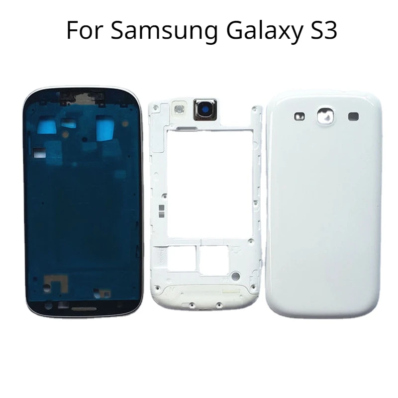 

Полный корпус для Samsung Galaxy S3 I9300 s3 neo 9300i 9301i, передняя рамка + средняя рамка + крышка батарейного отсека, запасные части для двери