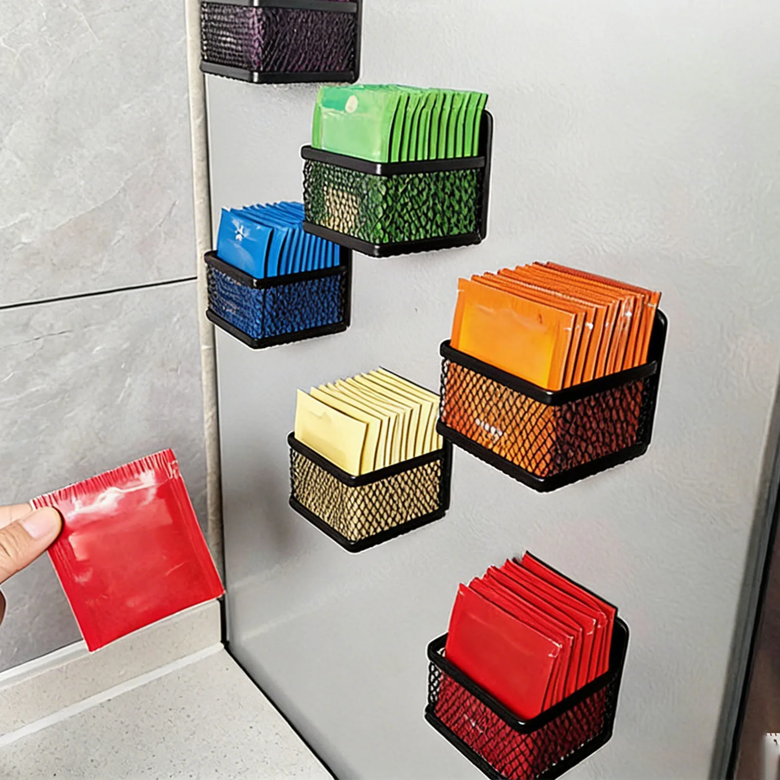 

Магнитная подставка для чайных пакетиков, органайзер для чая, магнитный металлический держатель для хранения чая, экономия места для холодильника и кухонной столешницы