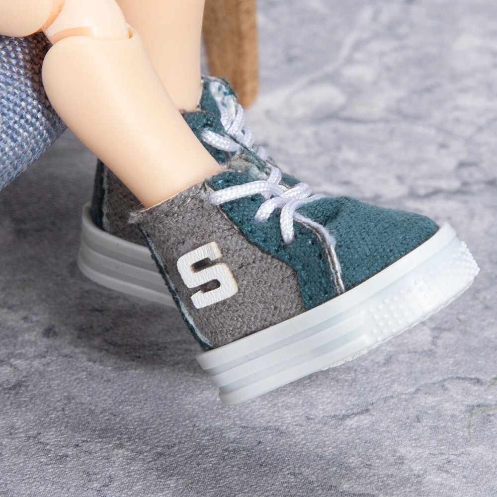 Ob11 High-Top Doll Star Shoes Canvas Grid Shoes Sports Casual Doll Shoes For Gsc Body, Molly, P9, Ymy, 1/12Bjd Doll Accessories