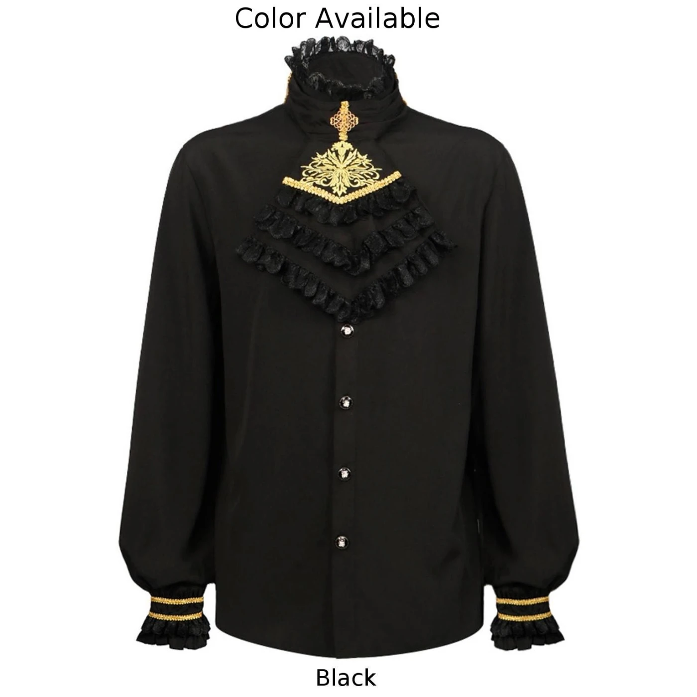 Holiday Vacation Blouse Gothic Spring Stand Collar Victorian Autumn Casual Female/Male Fold Medieval Solid Color