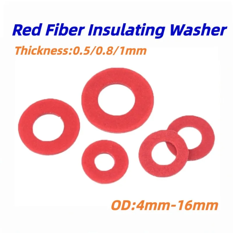 M2 M2.5 M3 M4 M5 M8 Red Vulcanized Fiber Insulation Washer 0.5/0.8/1mm Thickness Electrical Insulating Flat Fiber Gasket