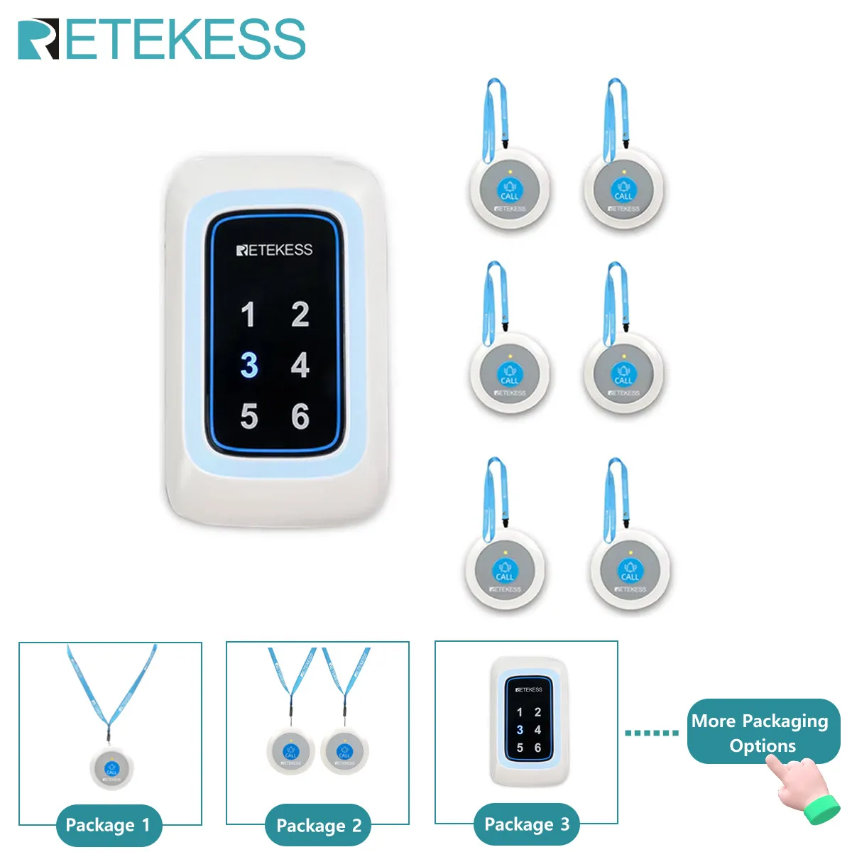 Retekess TH109N Nurse Call System Caregiver Pager Plug-in Receiver Panic SOS Buttons For Elderly Home Care Patient Nursing Home