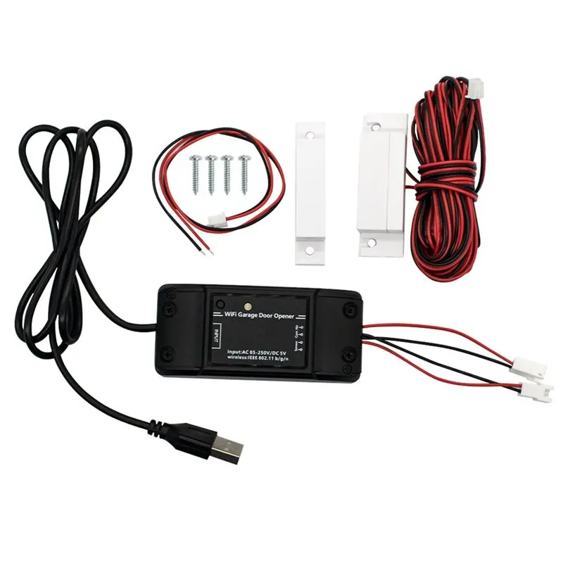 A37T-Universal AC85-250V Tuya Wifi Smart 433Mhz Feste Rolling Code Garage Tor Türöffner RF-Empfänger mit Tür Sensor USB5V