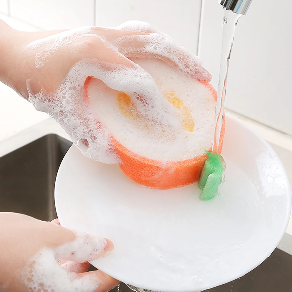 

4pcs Shaped Sponges Kitchen Scrubbers Dish Cloth Kitchen Scrubber Non Scratch Cleaning Pads Wall Table Home Use