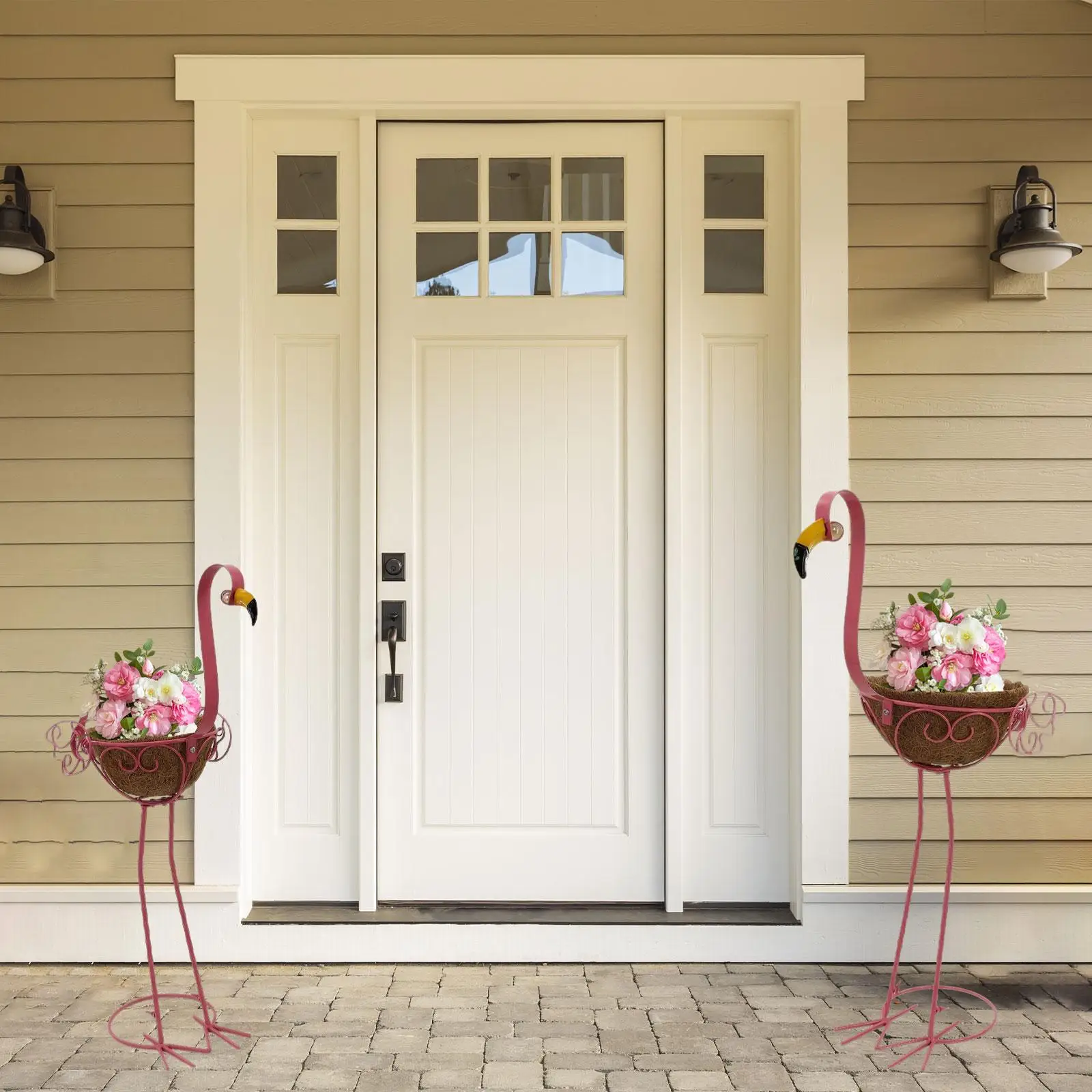 2 Pieces Flamingo Planter Stand Flamingo Flowerpot Standing Animal Sculptures