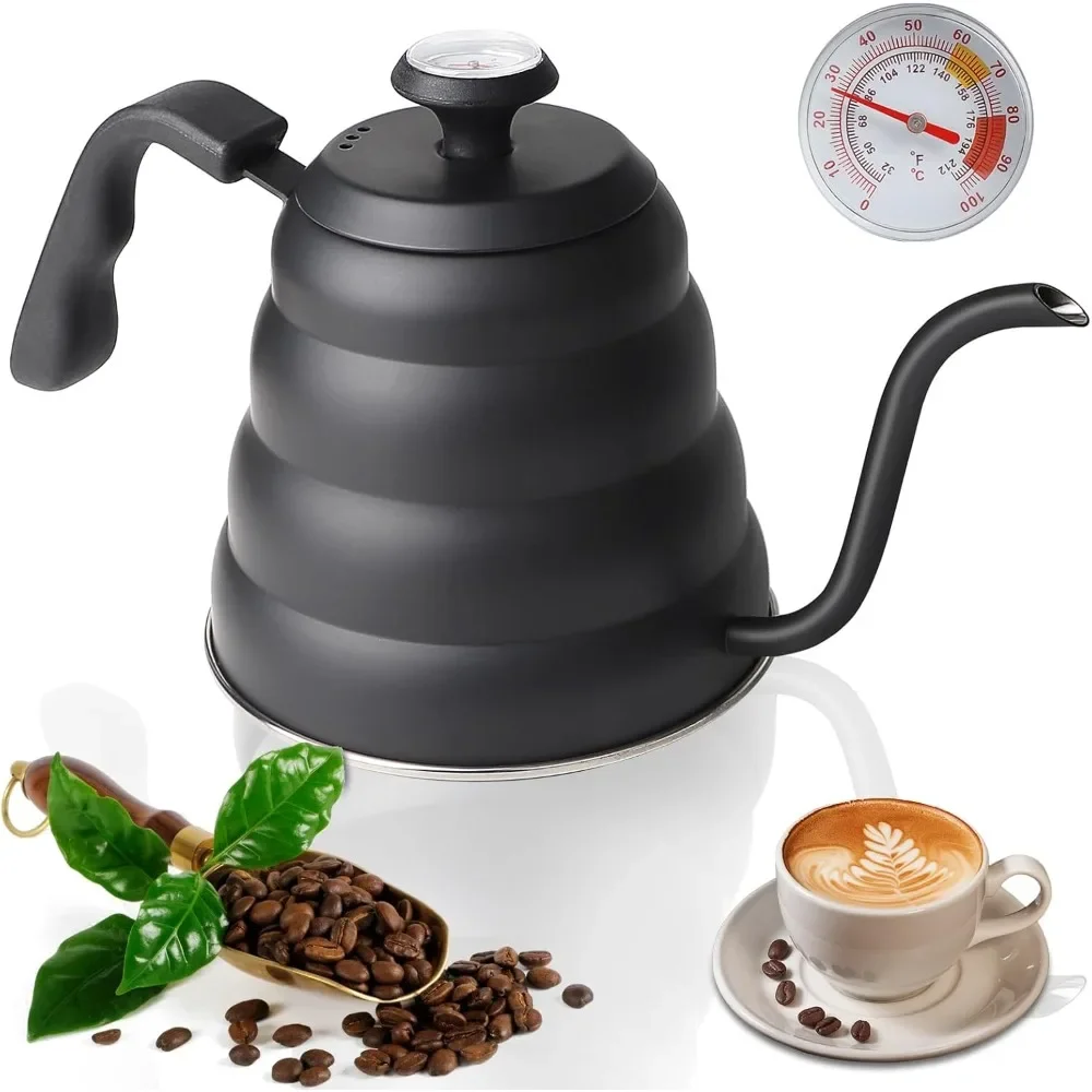 

1L 1.2L Stainless Steel Kettle Induction Gooseneck Kettle Coffee Pot Thermometer Coffee Teapot Milk Pitcher Hand Brewed Home Use