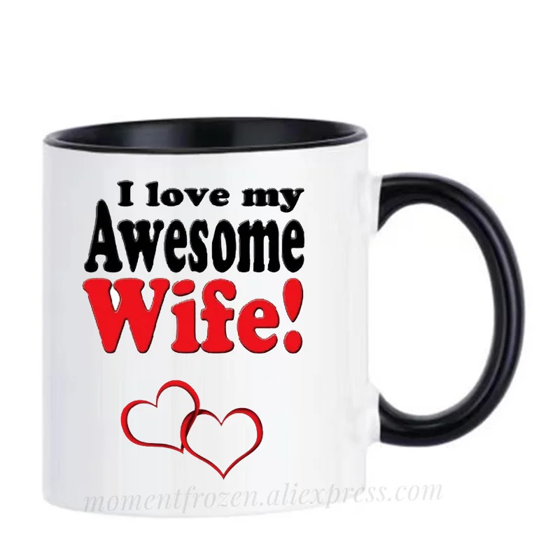 Wife Cups Cafe Caffeine Cocoa Tea Coffee Mugs Couples Husband Gifts Home Decal Milk Tableware Coffeeware Teaware Beer Drinkware