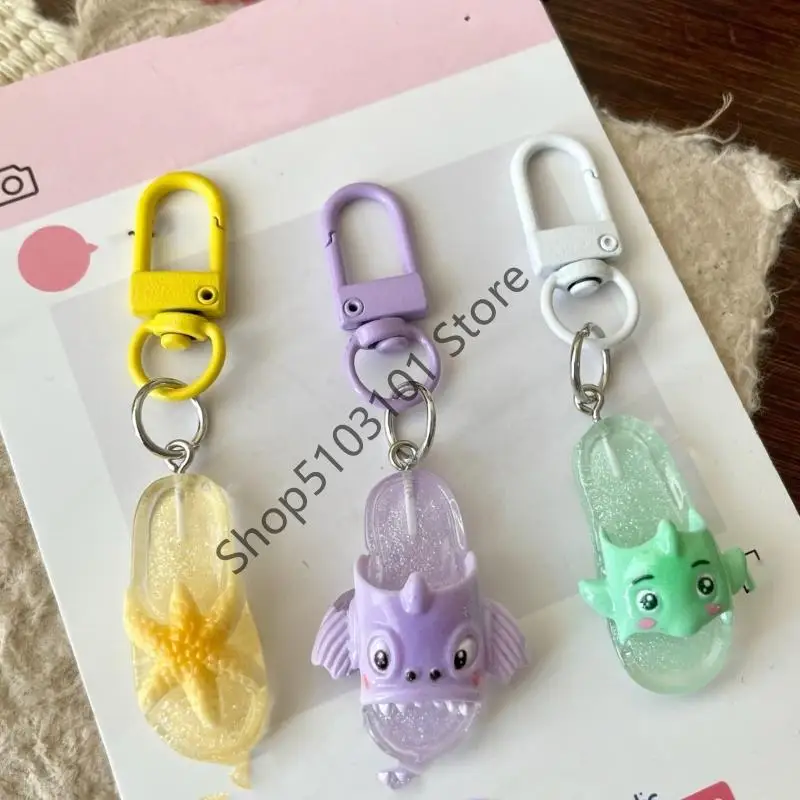 X6HE Animal Slipper Keychain Funny Resin Charm For Backpacks Purse Daily Carry Item