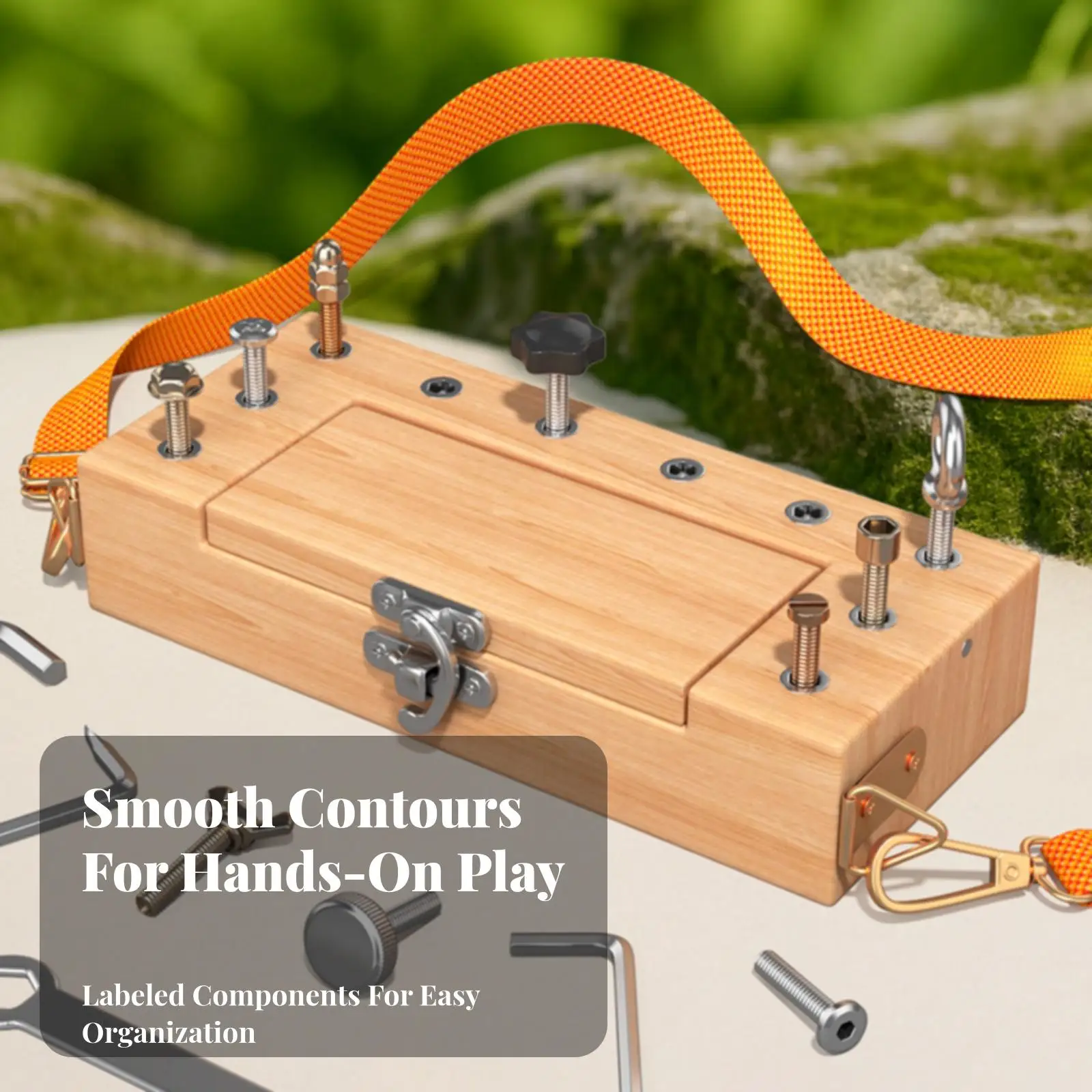 Wooden Nut Tool Box Toy for Kids Screw Assembly Practice Fine Motor Learning Activity for Travel Play