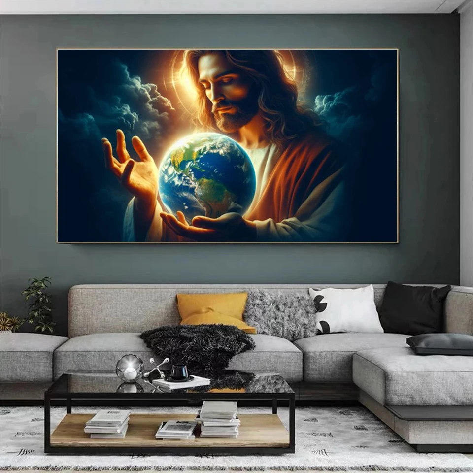 Diamond Mosaic Portrait Painting DIY Needlework Religion Diamond Embroidery Jesus Cross Stitch Kit Broidery Home Decor large