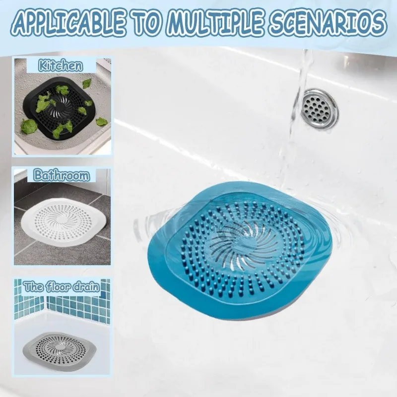 Silicone Sink Strainer Shower Drain Hair Catcher Drain Cover Bathroom Tub with Suction Cup 13/15cm Suit for Bathtub, Kitchen