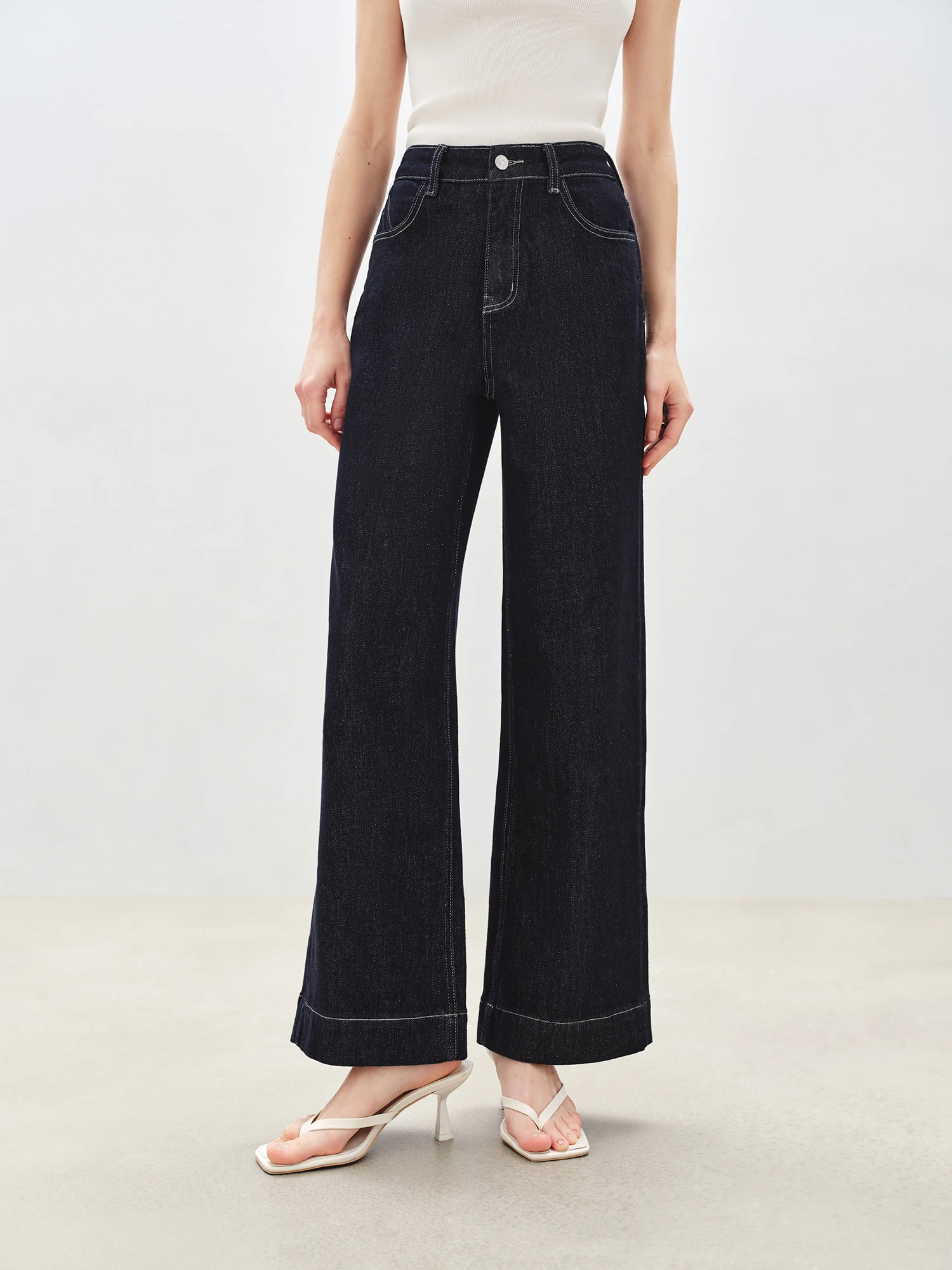 

ZIQIAO Anti-fading Self-slimming Straight Jeans for Women 2025 New Slim Pants All-match Trousers
