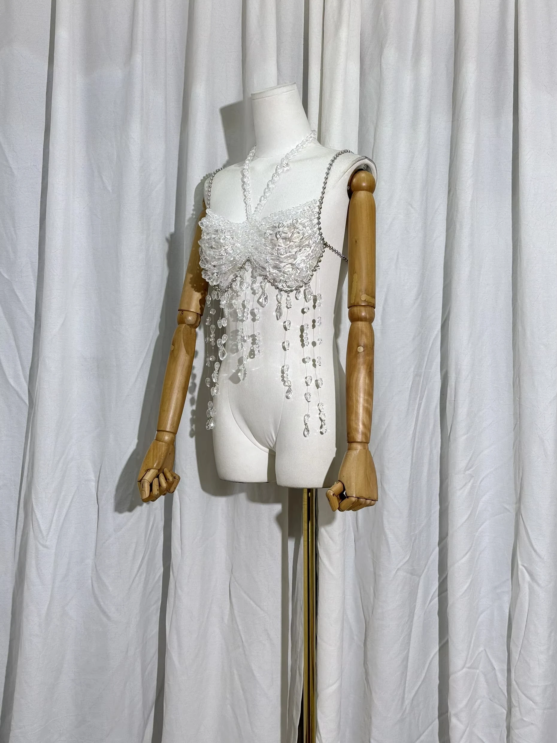 Hot Sexy Women'S Handmade Vest, With Crystal Beads, Hollow Out & Tassel. Ideal For Street Or Beach In Europe & America.