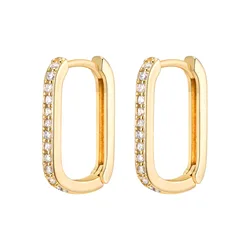 Geometric Zirconia Earrings Gold Plated, Square And Circel Hoops Huggies Ear Jewelry Bijoux Femme
