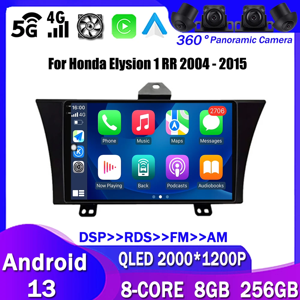 

9" for Honda Elysion 1 RR 2004 - 2015 Android 13 Car Radio Multimedia Player Navigation GPS Carplay 4G WIFI