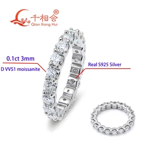 0,1ct 3mm rund d vvs Moissanit komplett Eternity Band Ring 925 Silber Silber Frauen Frauen Geschenk Geschenk 8 Hauptverkaufsallianz 3mm - №8