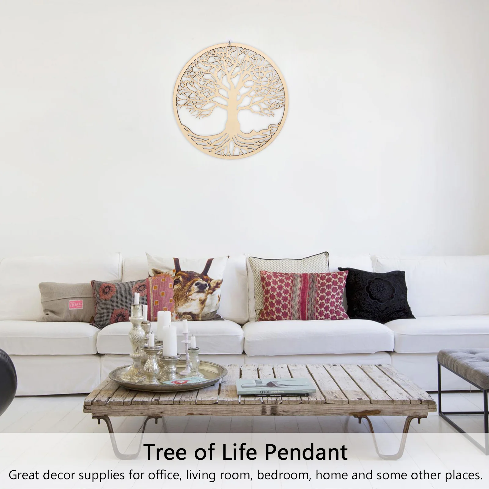 

Wooden Pendant Decorations Tree of Life Sculpture Decorative Fence Adornment Wall Hanging