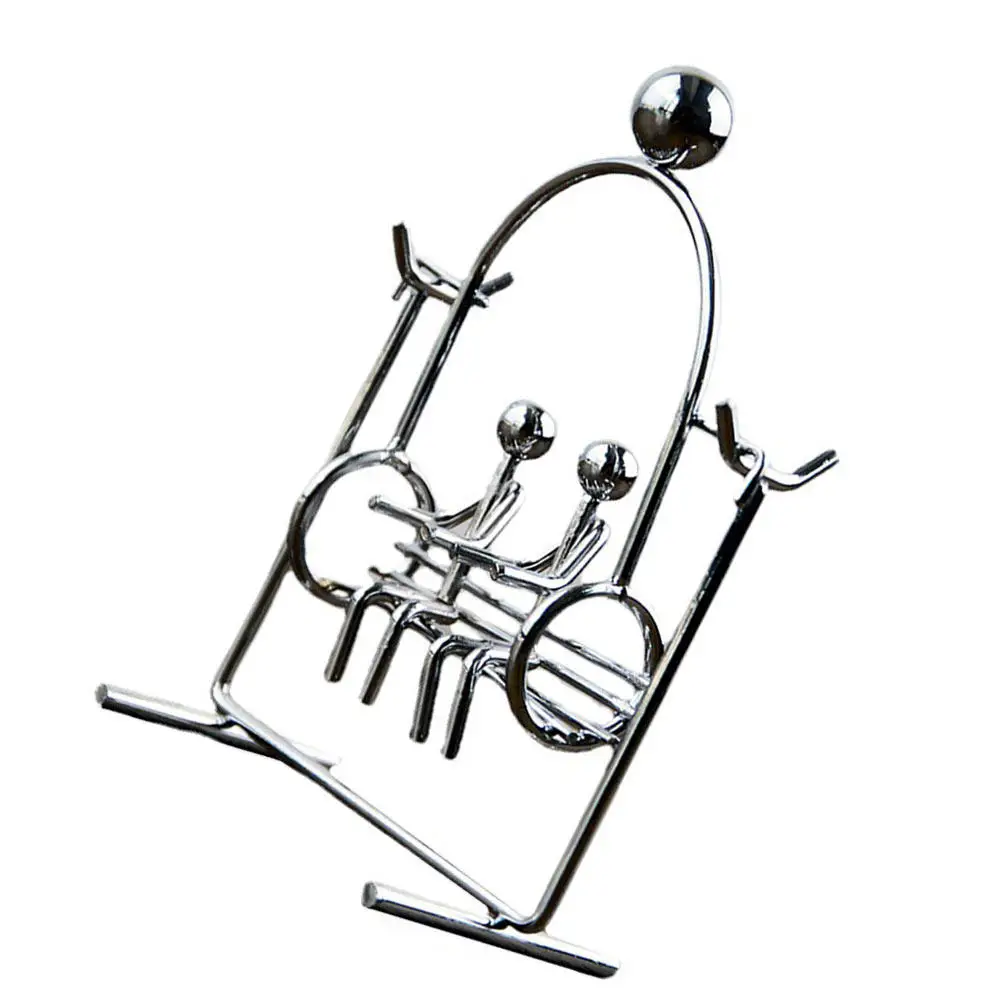 

Iron Swing Balance Ornament Desktop Stress Relief Decor Physics Education Tool Momentum Conservation Display
