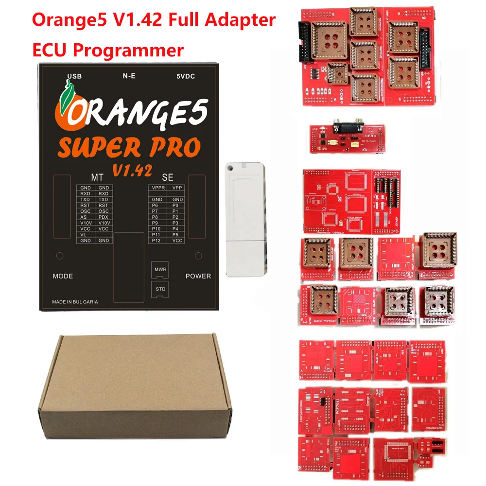 Orange5 V1.38 Super 1.42 Full License Function ECU Programmer Orange 5 Plus  Eeprom Adaptors Adapter Key Prog SRS Reset IMMO