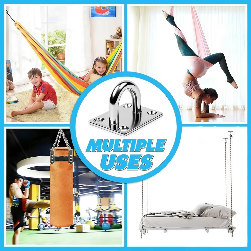 Stainless Steel Square Wall Hanging Hook Installation Ceiling Hook For Gym Training Aerial Yoga Sex Swinging Suspension EtcM5-M8