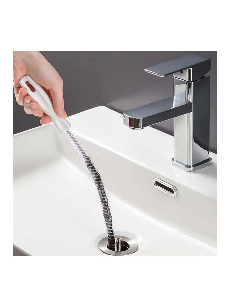【MA]45Cm Portable Pipe Dredging Strip Hair Brush Cleaner Bend Sink Drain Cleaner Sticks Clogging Remover Kitchen Plastic Strip