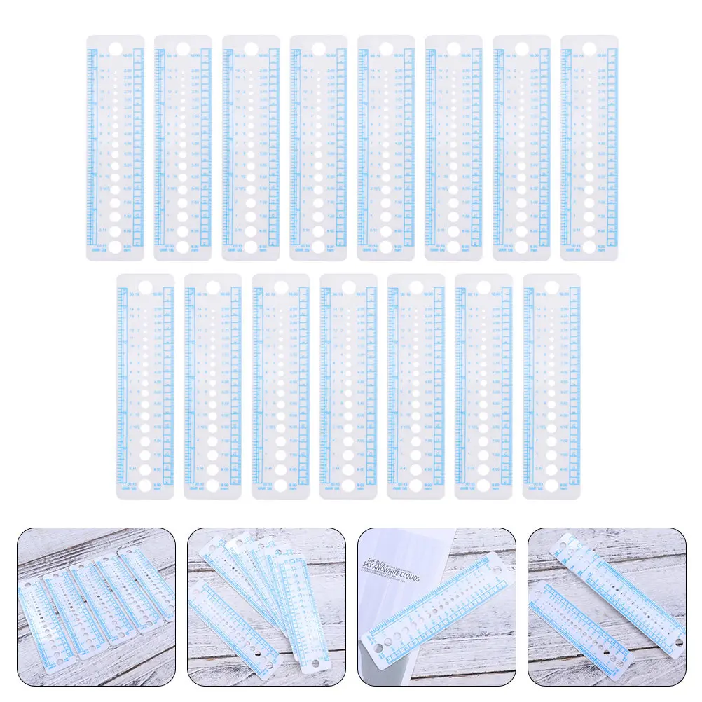 

15Pcs Plastic Needle Ruler Knitting Gauge Tool for Crochet Hook Diameter Measurement Professional Wear-Resistant Lightweight