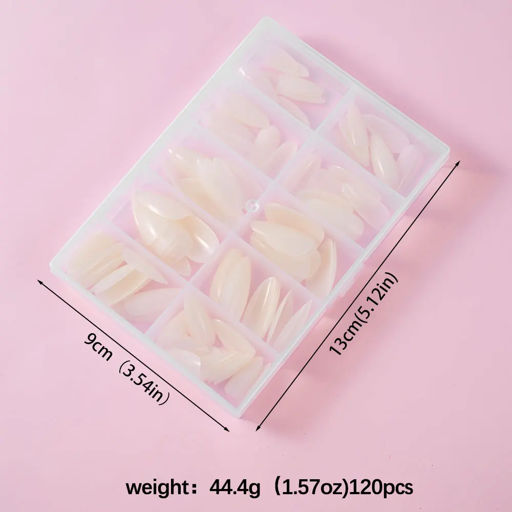 120Pcs/box Medium Almond False Nails Acrylic Full Cover Fake Nail Tips Extension Women Artificial Wearable Press on Nails