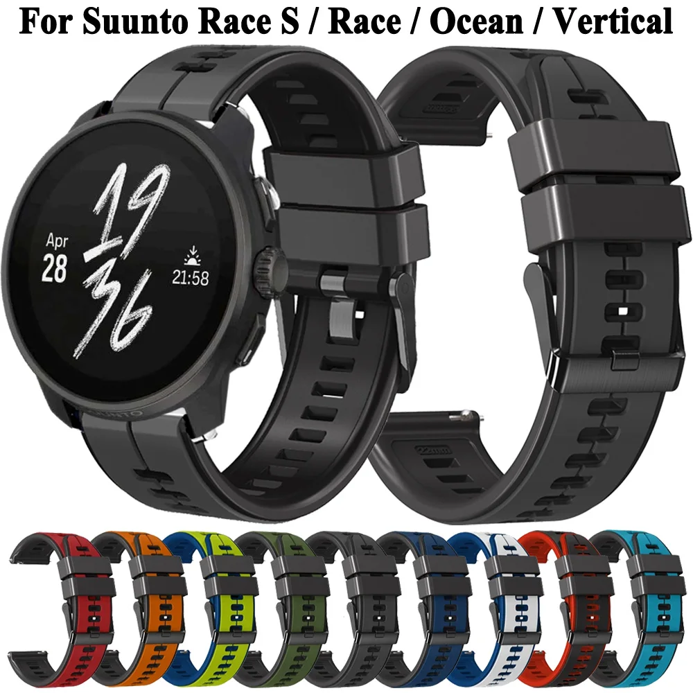 22mm Width Silicone Strap For Suunto Race S/Race/Ocean/Vertical Replacement Watch Band For Suunto 5 Peak/9 Peak Pro Wristband