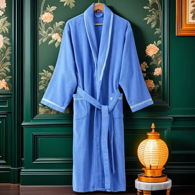 Women Bathrobe 100% Cotton Terry Bath White for Hotel Robe Swimming Pool Soft Terry Robe Large Size Long Bath Robe for Men