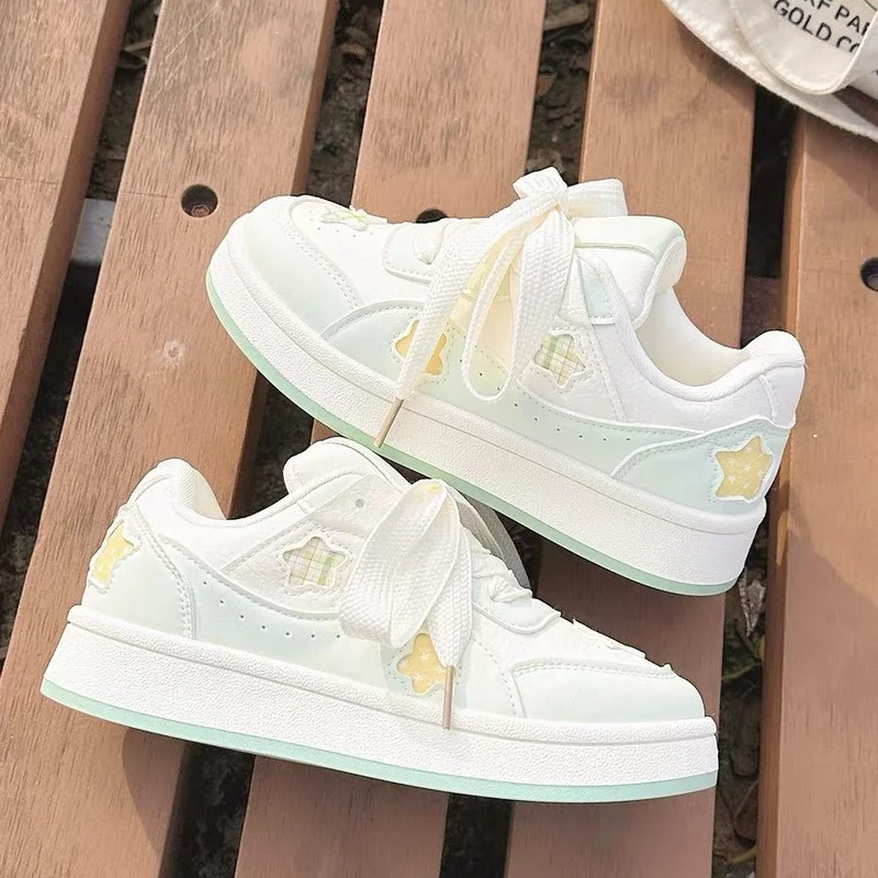 Women's Shoes Fashion Luxury Breathable Non-slip Wear-resistant Outdoor Casual Star Print Lace-Up Thick Sole Platform Sneakers view 5