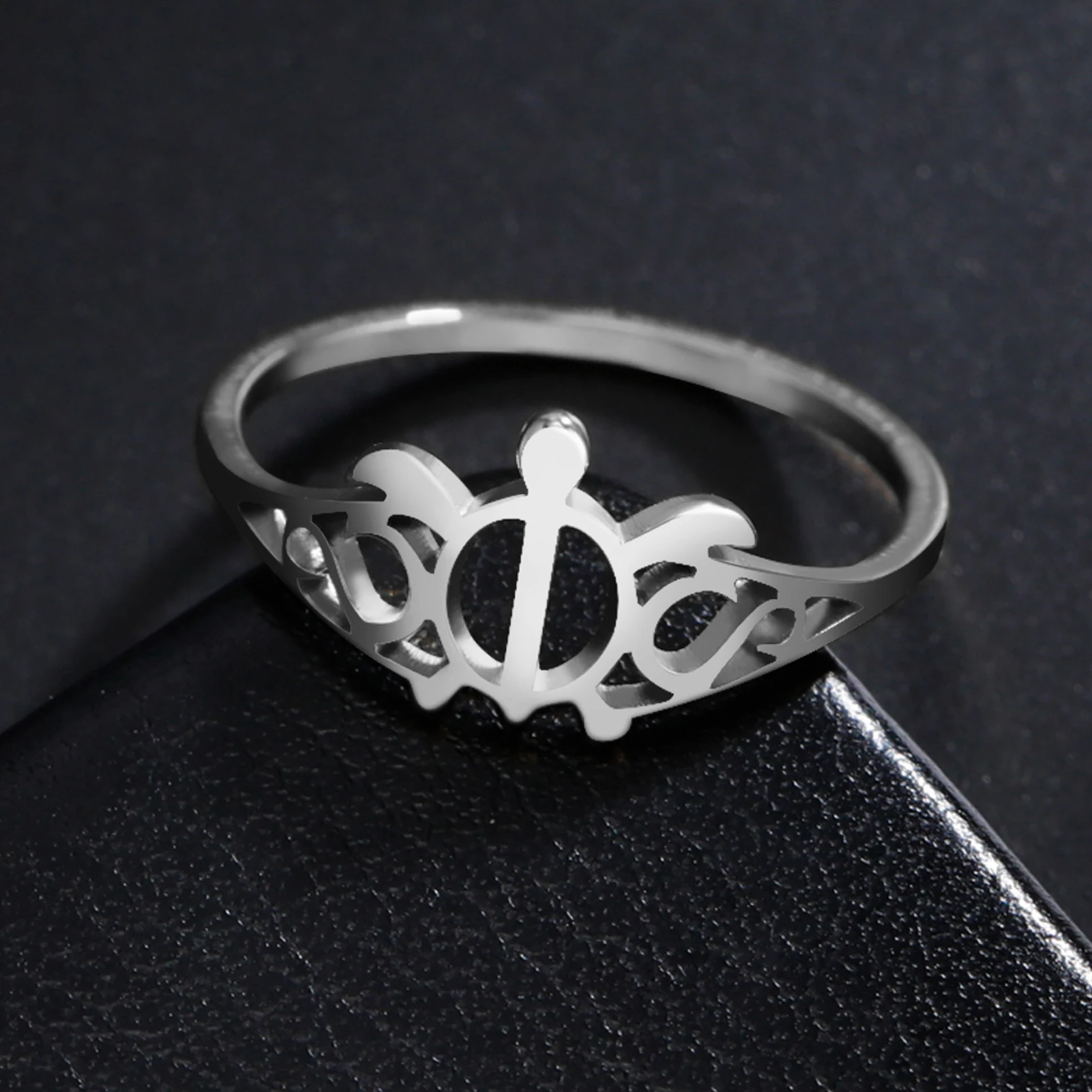 COOLTIME Meeres schildkröten ring für Frauen Männer Edelstahl Meeres tier Fingerringe Ozean Surfer Modeschmuck Strand party Geschenk – Detail 6