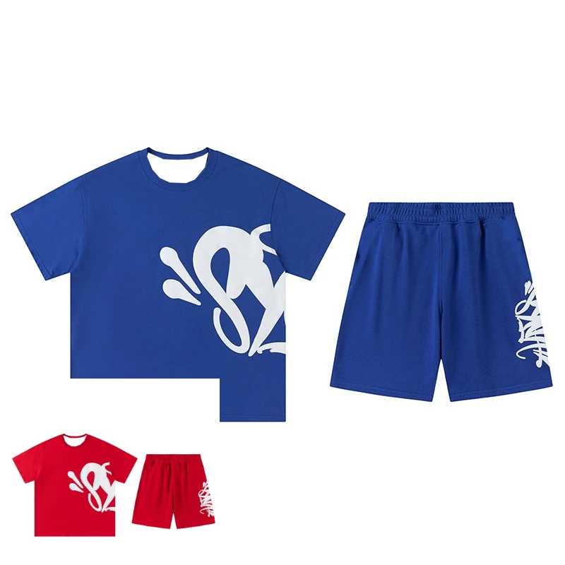 

2025 New Quick-drying American Street Hip-hop Letter Printing Short-sleeved T-shirt Men's and Women's Casual Shorts Set