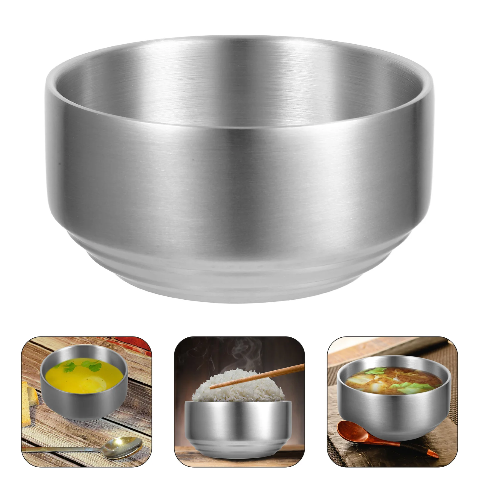 

Stainless Steel Kids Food Bowl Heat Insulation Thickened Soup Salad Bowl Baby Rice Noodle Container Baby Food Container