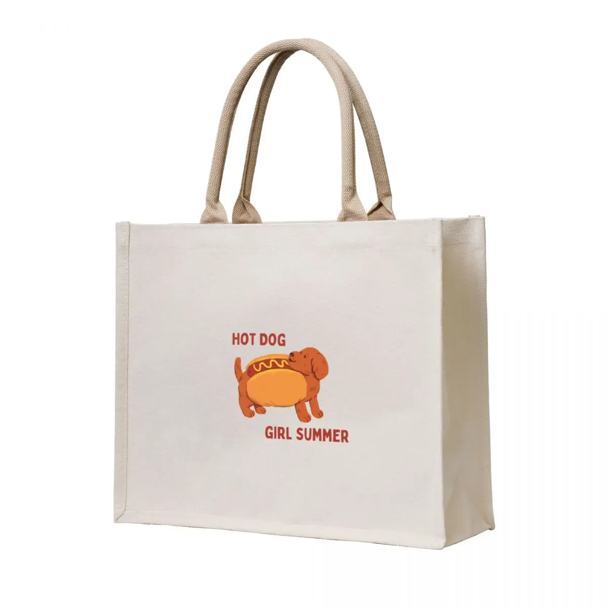 

Hot Dog Girl Summer Tote Bag large size bags custom tote bag custom fabric bag