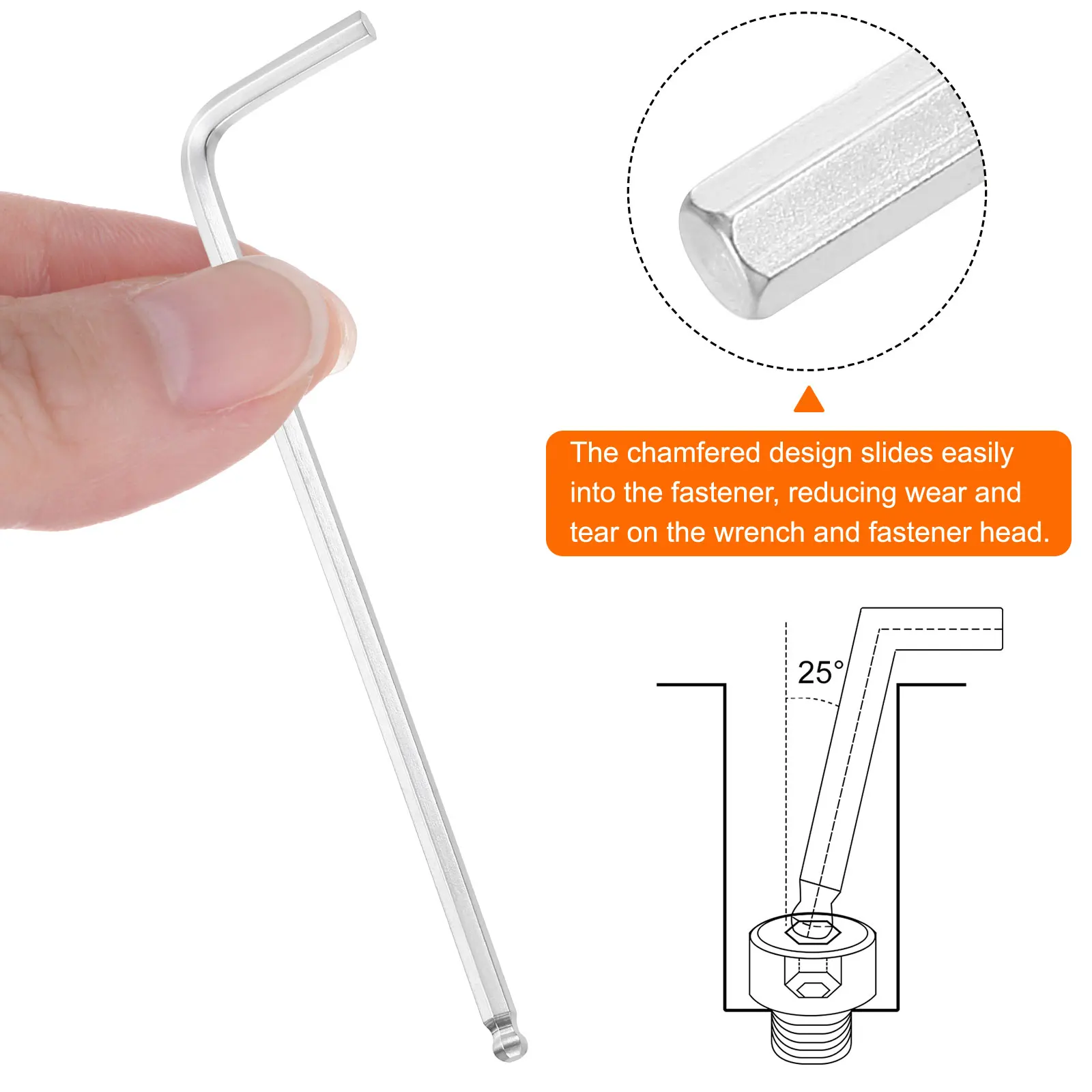 1/2/5pcs 1.5/2/2.5/3/4/5/6/8/10mm Ball End Hex Key Wrench CR-V Steel L-Shape Hexagon Metric Wrenches Repairing Tool for Repair view 2