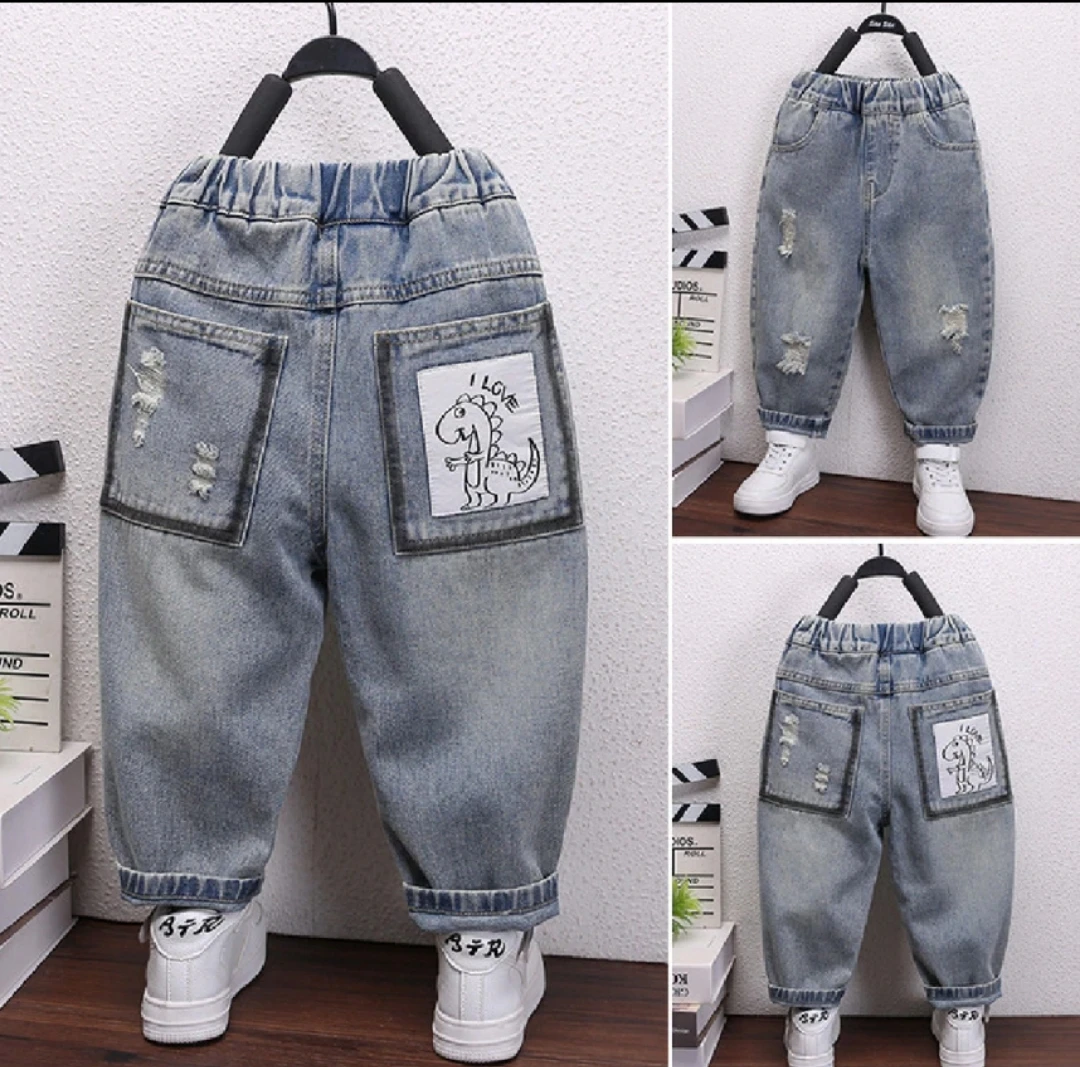 

Boys' super cool brushed jeans 2025 spring casual fashion hot selling children's clothing