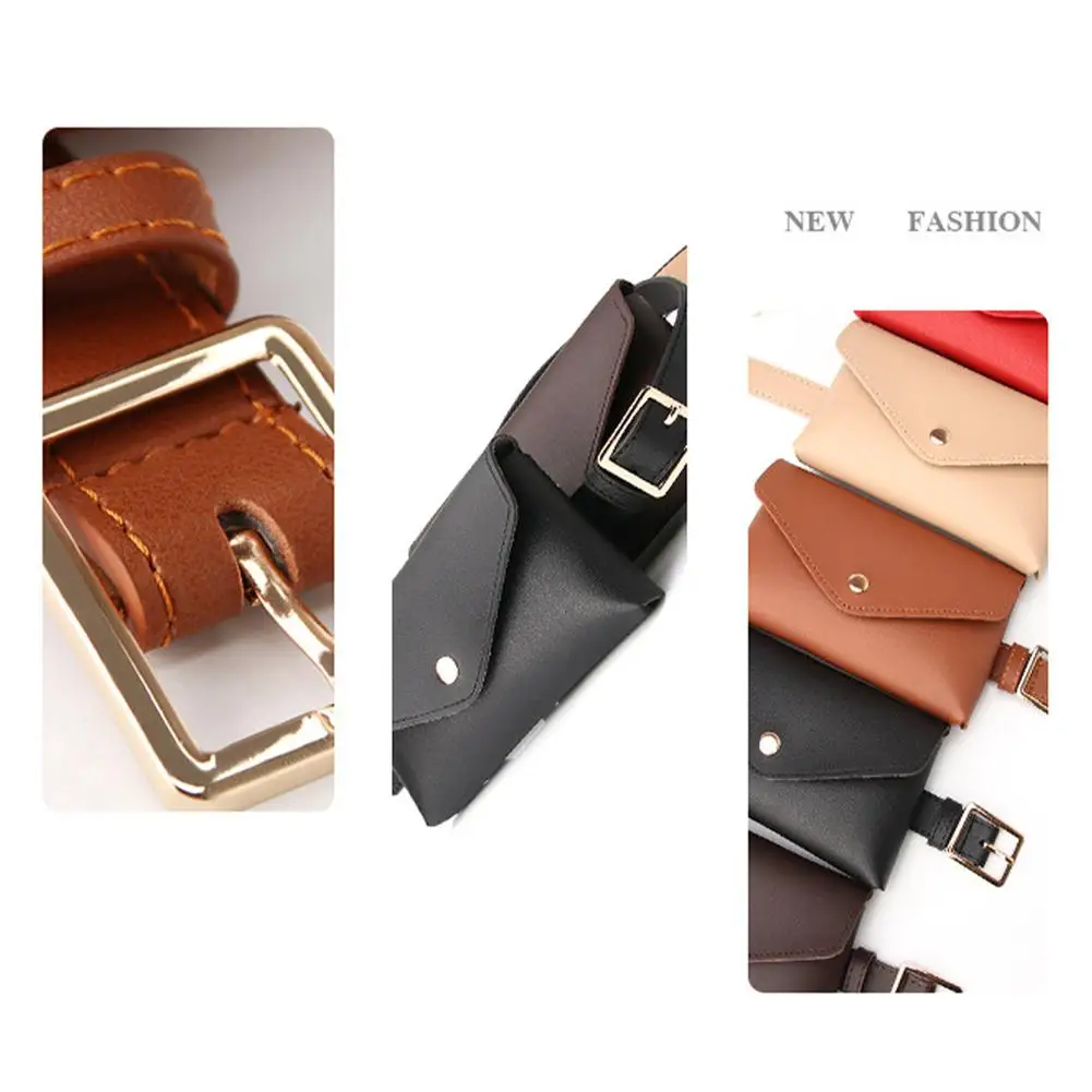 Neue Frauen Taille Taschen PU Leder Fanny Pack Brust Tasche frauen Gürtel Mode Pin Schnalle Dünnen Gürtel Tasche – Detail 9