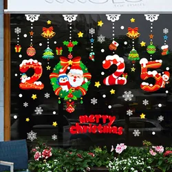 Pegatinas navideñas para ventana, adhesivos de pared de Feliz Navidad, Halloween, decoraciones para el hogar, Año Nuevo, 2025