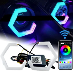 12V 24V 2PCS LED Angel Eyes Hexagon Halo Rings With Turning Signal For R15 V2 V3 KTM Rc 390 MT 15 Modification