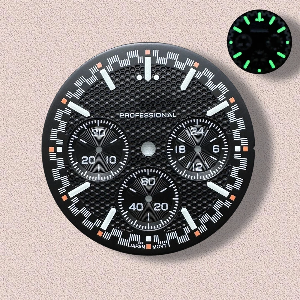 32.5mm S Logo Dial Fit VK63 Movement Green Luminous Speed High-Quality Dial Watch Modification Accessories