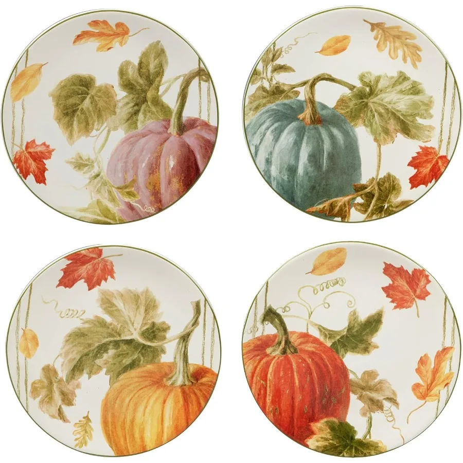 

Multicolor 9 Salad and Dessert Plates for Autumn Harvest Theme Ideal for Dining Tables Picnics and Indoor Events Set of 4 Mediu