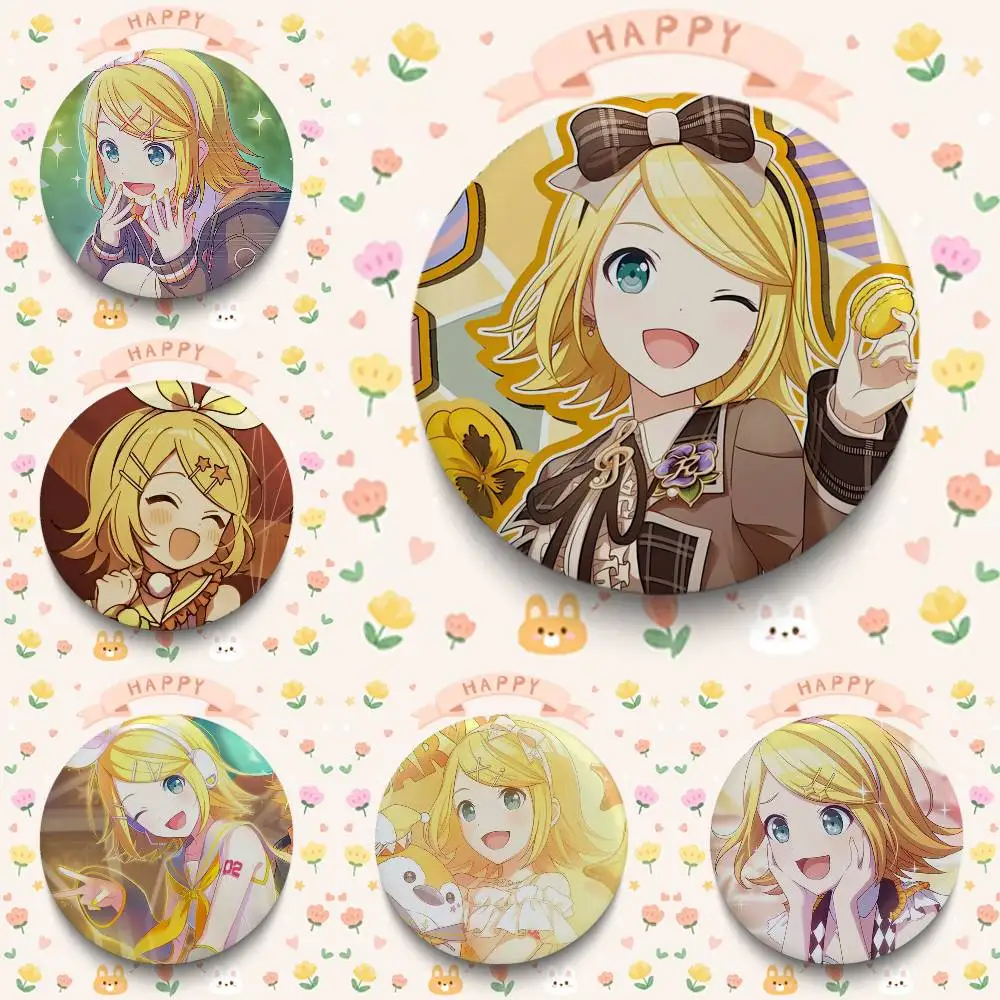 1pc Kawaii Singer Kagamine Rin Badges 25 32 44 58 75 Mm Round Cosplay Pin Bag Decor Fans Collect Friends Gifts Brooch Souvenir