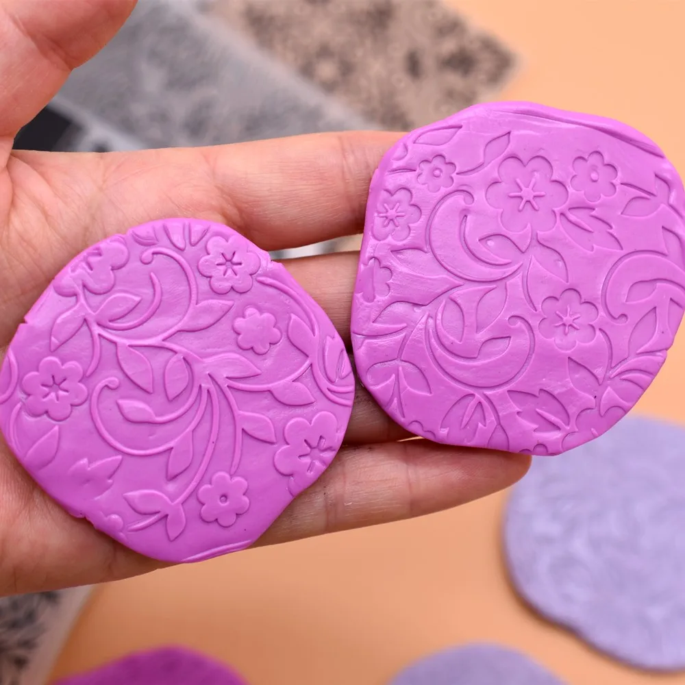 SNASAN Soft Pottery Polymer Clay Concave Convex Embossing Mold Flower Leaf Snowflake DIY Earrings Jewelry Making Tools