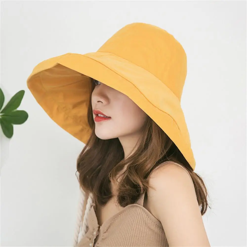 Women Large-brimmed Sun Hat Fashion Peach Skin Velvet Fisherman Hat Outdoor Beach Hat Bucket Hat Summer Sunscreen Sun Visor Cap