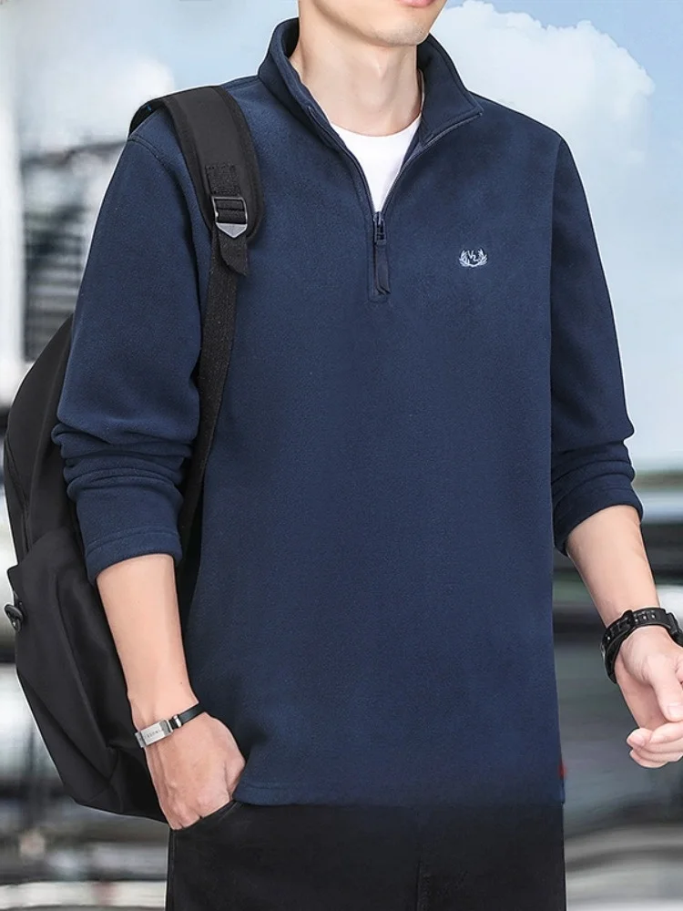 

Мужская теплая кофта Paul Winter с высоким воротником, на флисовой подкладке из овечьего бархата, из мягкого полиэстера, с длинными рукавами, модная повседневная верхняя одежда