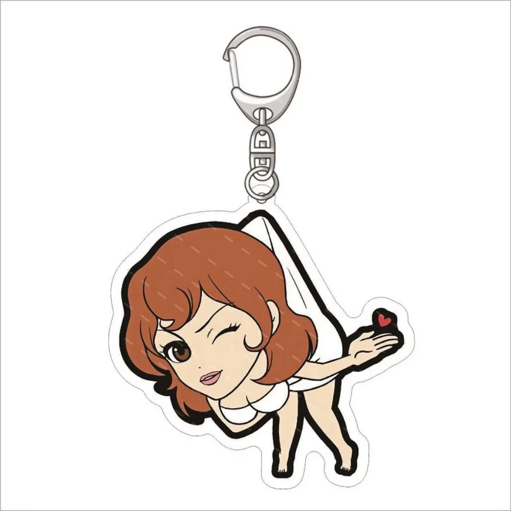 Anime Acrylic Characters Ishikawa Goemon Rubang Sansi Zenigata Koichi Mine Fujiko Keychains Key Ring Ornament Funny Bag Pendant