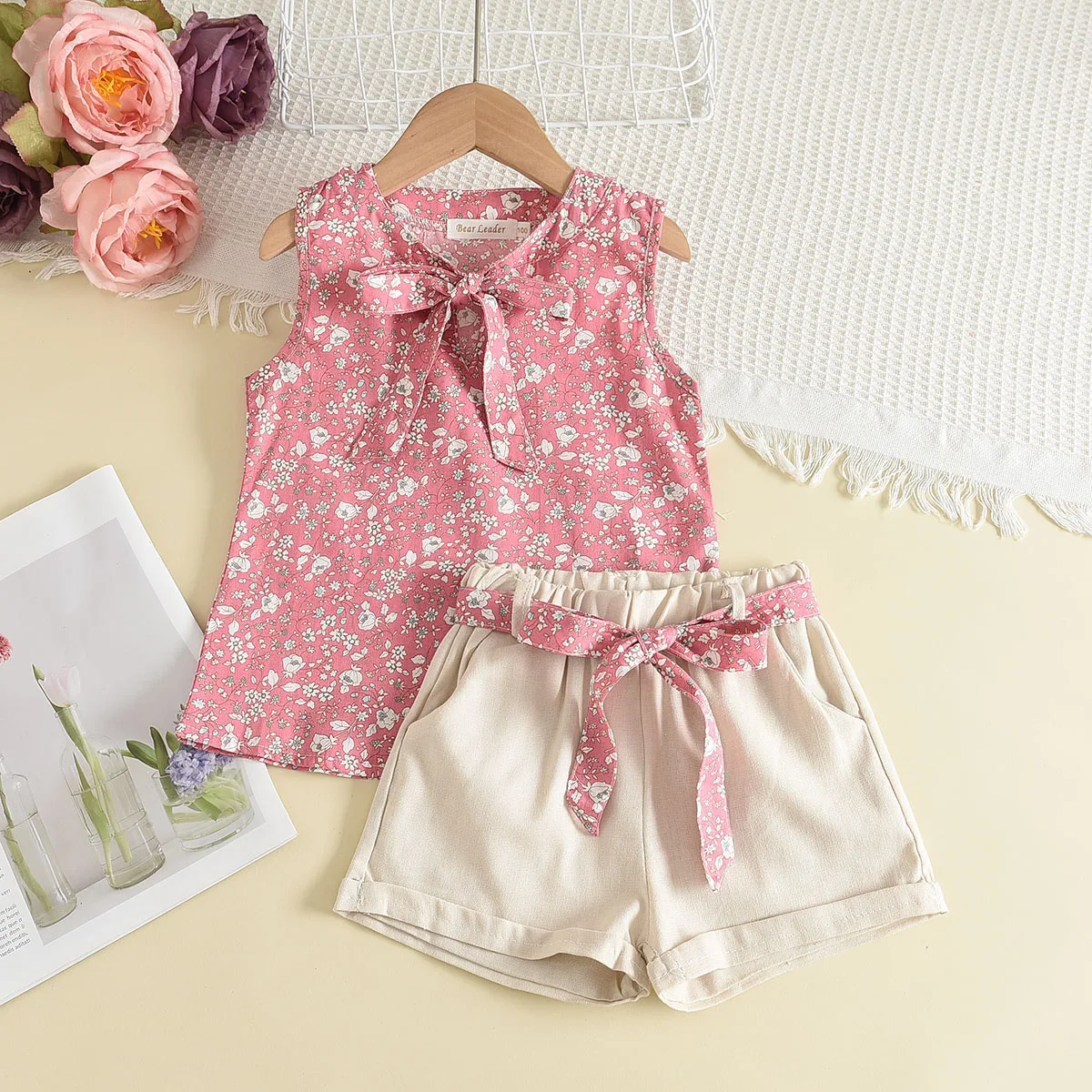 Melario Kleinkind Kinder Baby Mädchen Floral Blau Bluse T-shirt Hosen Sommer 2PCS Anzug Infant Mädchen Kleidung 2-6 jahre Neue Mädchen Outfits – Detail 2