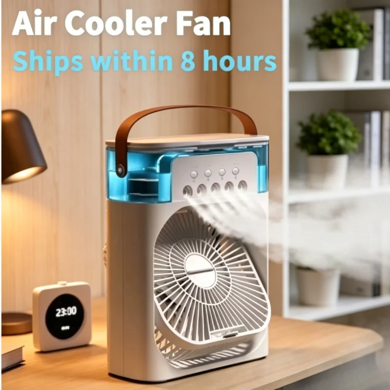 3 In 1 Mini Air Cooler Portable Air Conditioner Fan Humidifier With LED Night Light For Home Office
