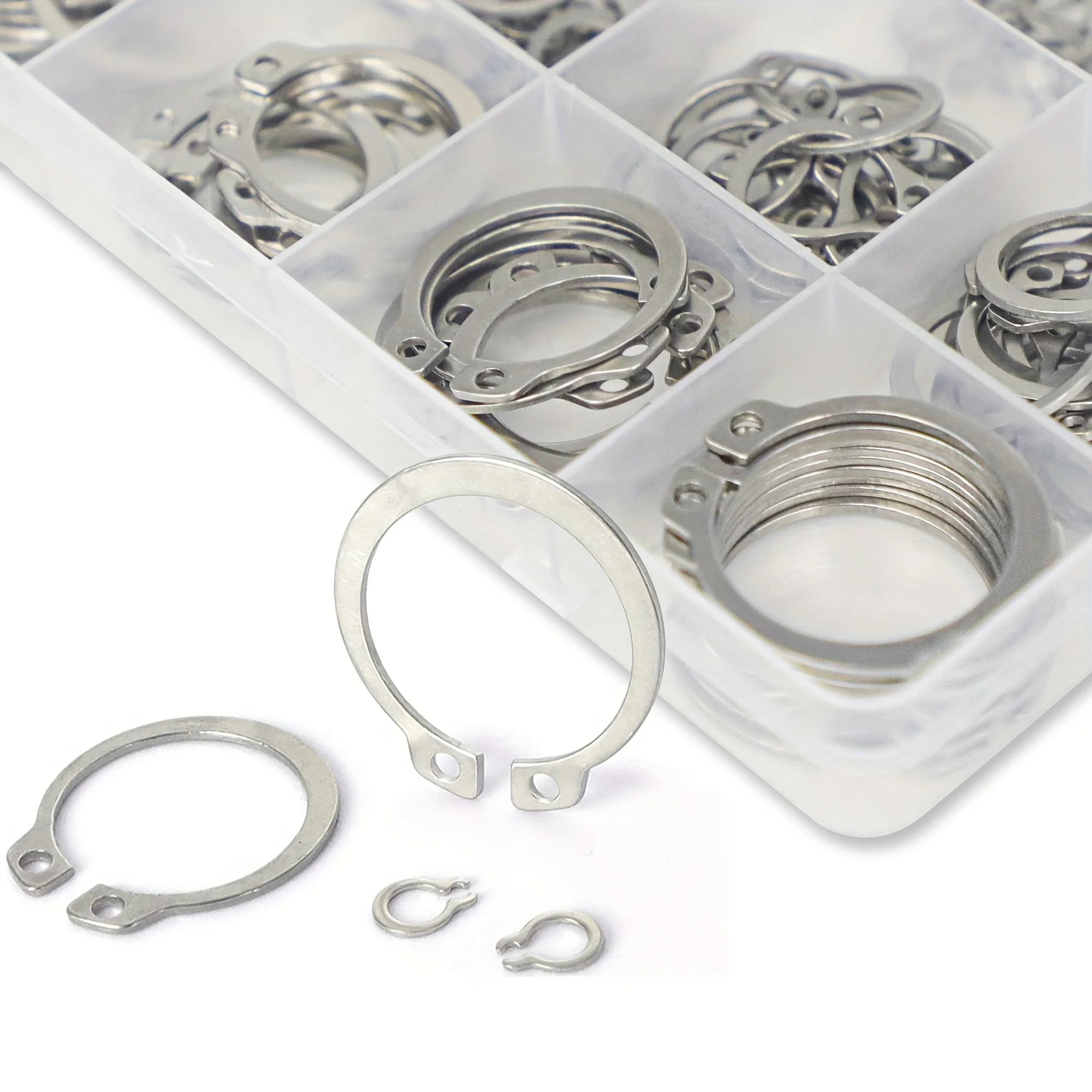 160Pcs Stainless Steel DIN471 C-Type Circlip Kit, Internal and External Retaining Rings, Snap Rings for Automotive Machinery